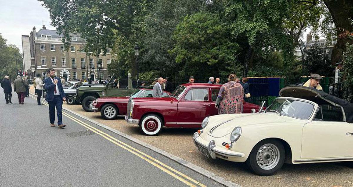 Bloomsbury Classic Car Show in Bedford Square London with over a hundred classic and vintage cars